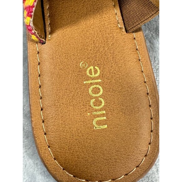 Nicole Women 7.5 M Dragon Faux Leather Slides Slip On Multi Color Toe Wrap - Picture 5 of 15